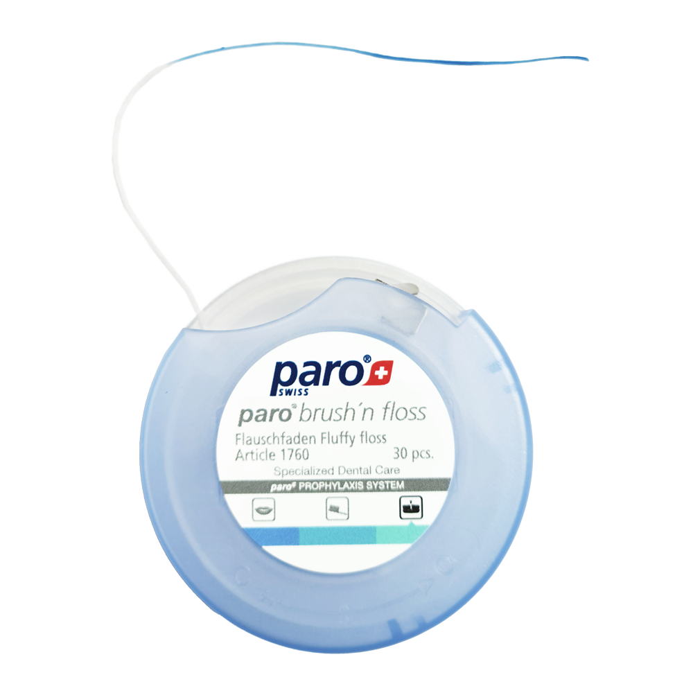 Zahnseide | paro® brush'n-floss | expandierend mit festen Enden | 30 Stück | gerollt