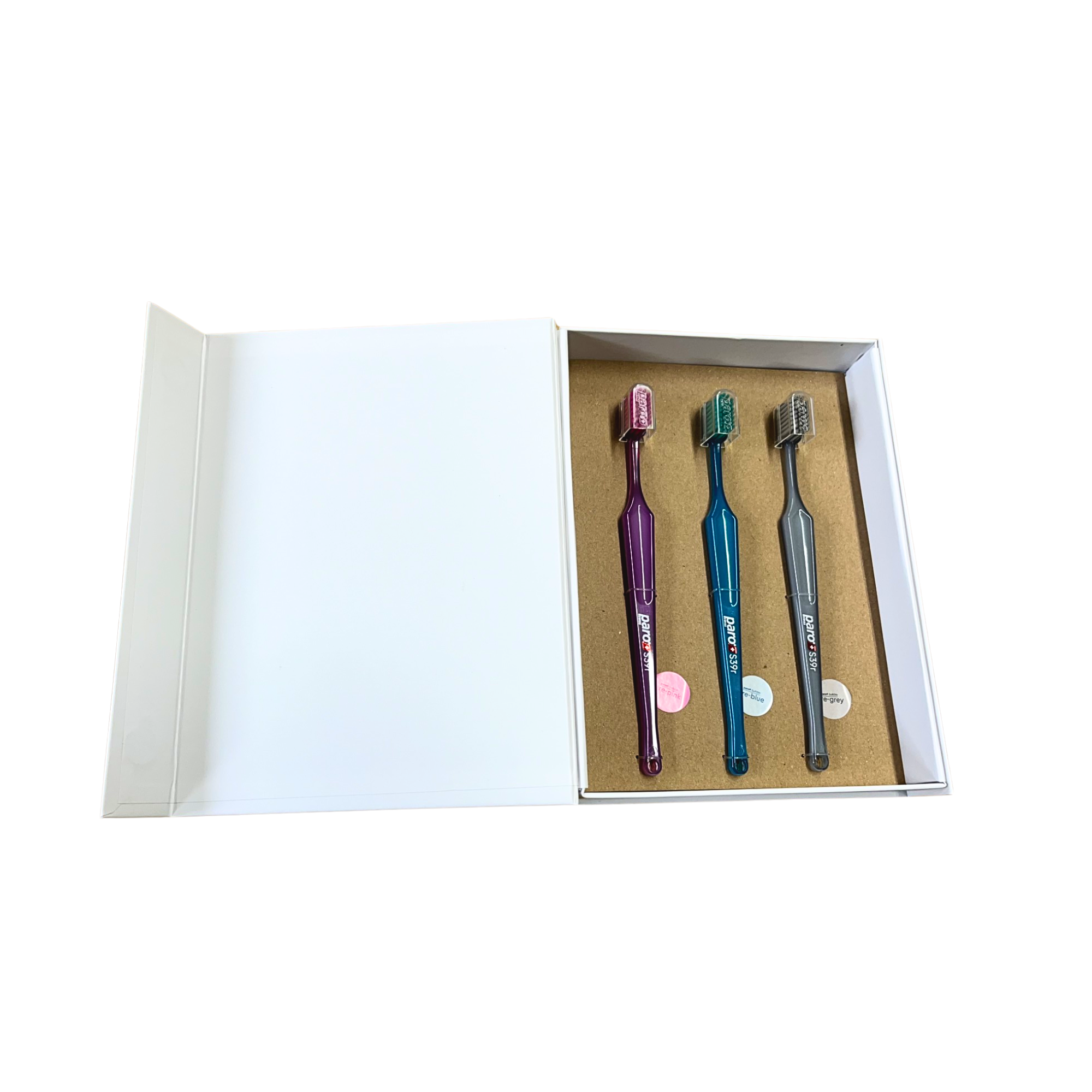 Marketingmaterial | Demobox Soft39r | Hochwertige, magnetische Präsentationsbox für die Soft39r (inklusive 3 Bürsten)