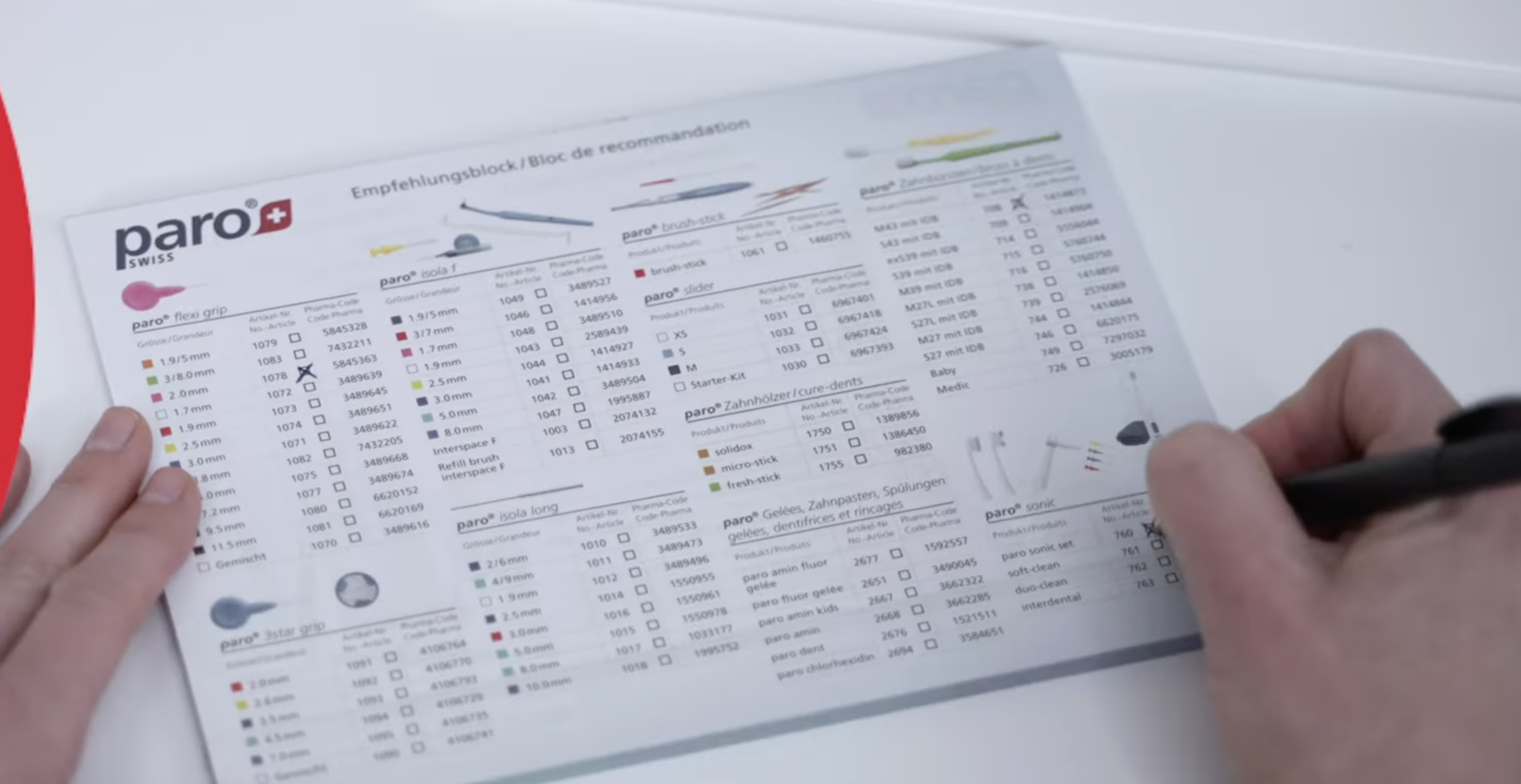 Marketingmaterial | paro® Empfehlungsblock | Einfache Empfehlung der bekannten paro® Produkte