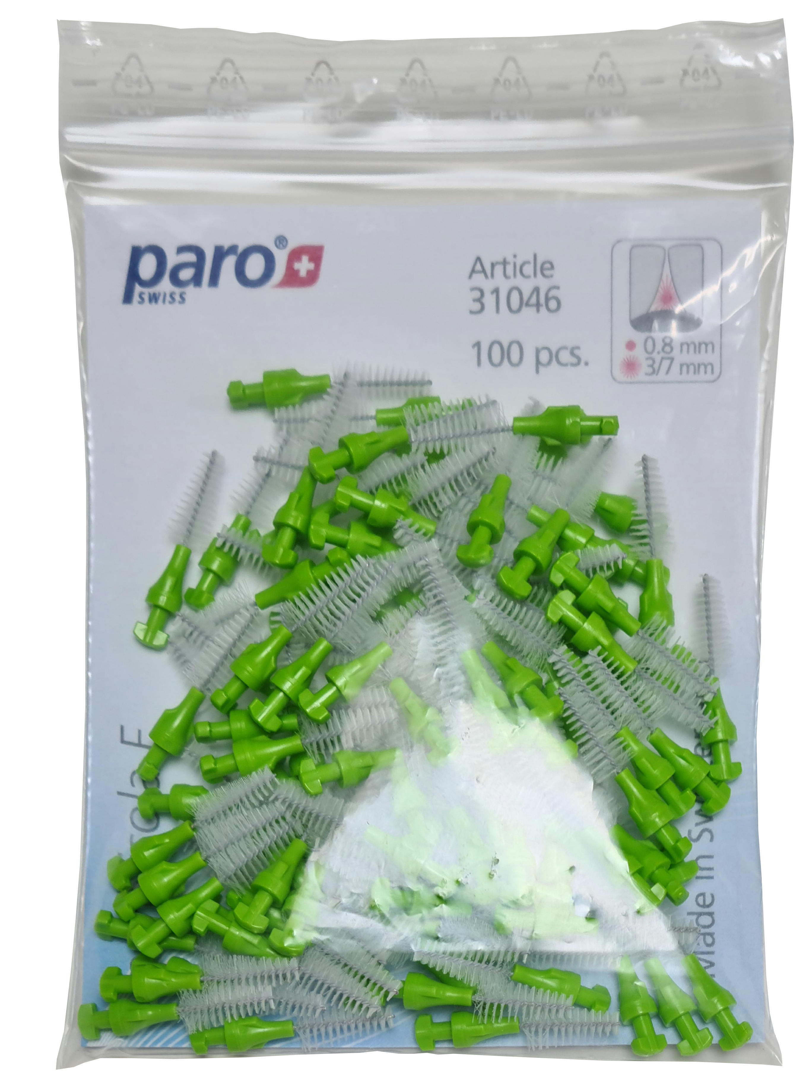 paro® isola f, fein, hellgrün, konisch, ø 3/7 mm, 100 Stück