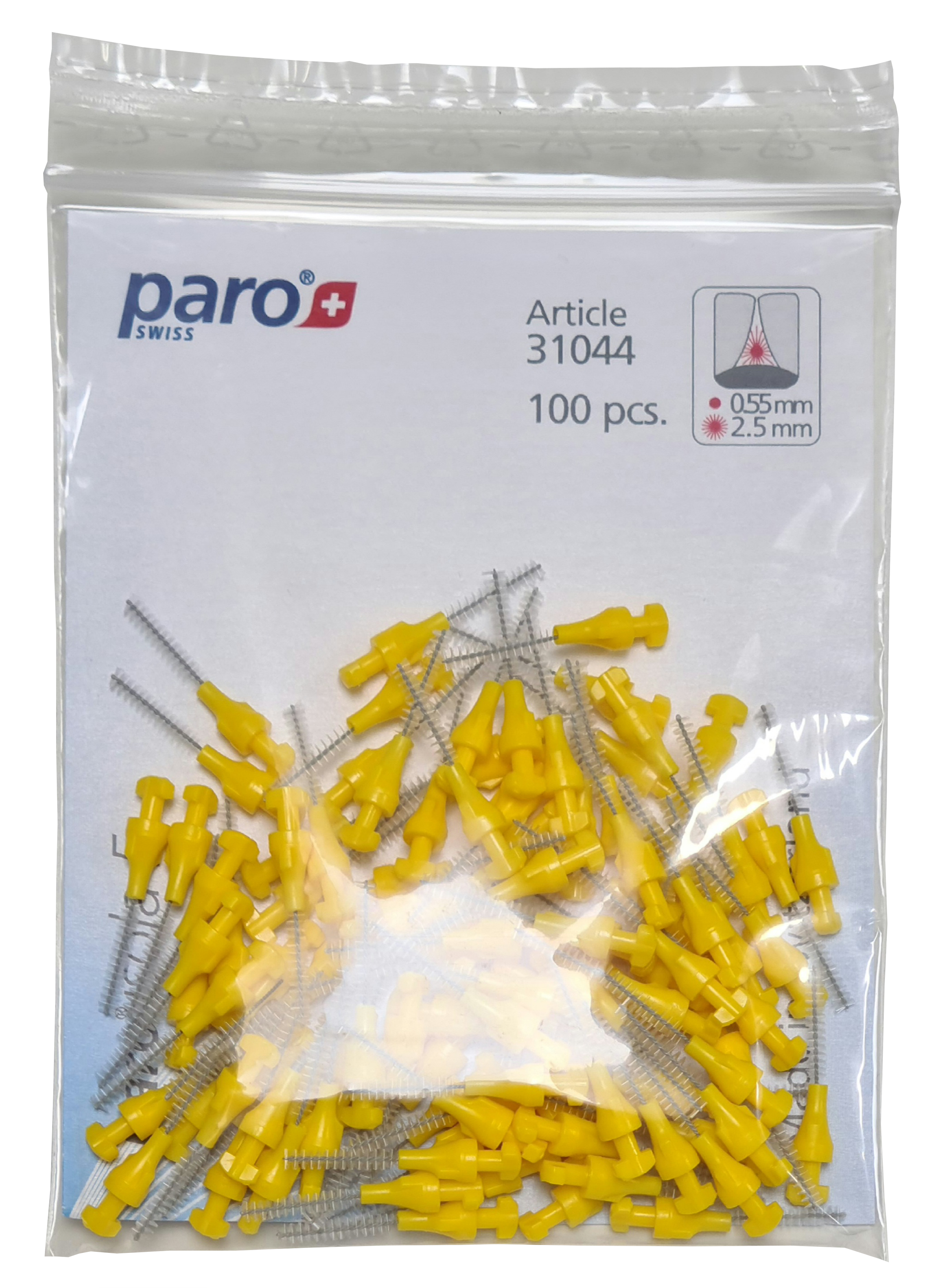 Interdentalbürste | paro® isola f | zum Eindrehen | xx-fein | gelb | ø 2.5 mm | 100 Stück