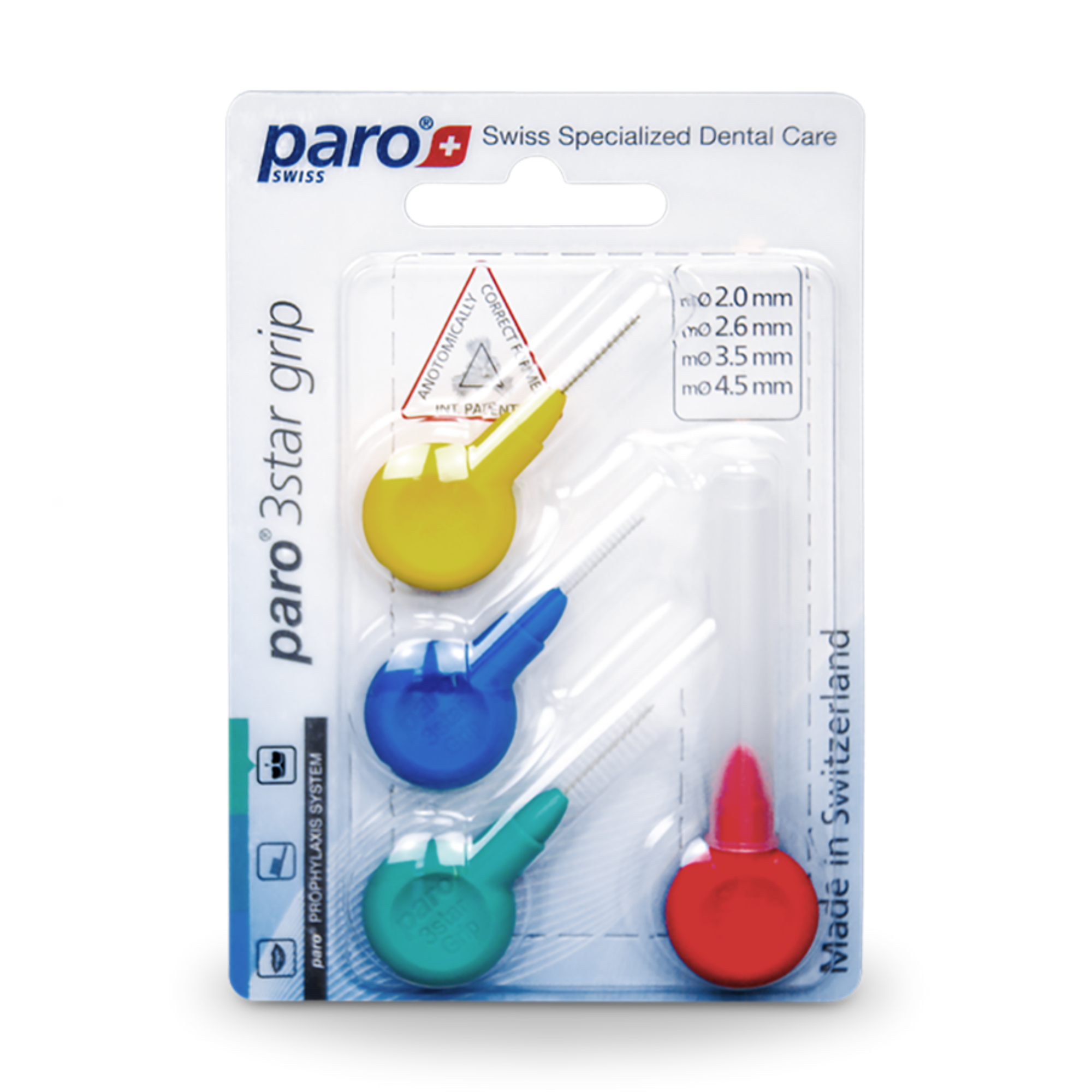 Interdentalbürste | paro® 3Star | dreieckig | mit Schutzkappe | Muster Set | 4 Größen