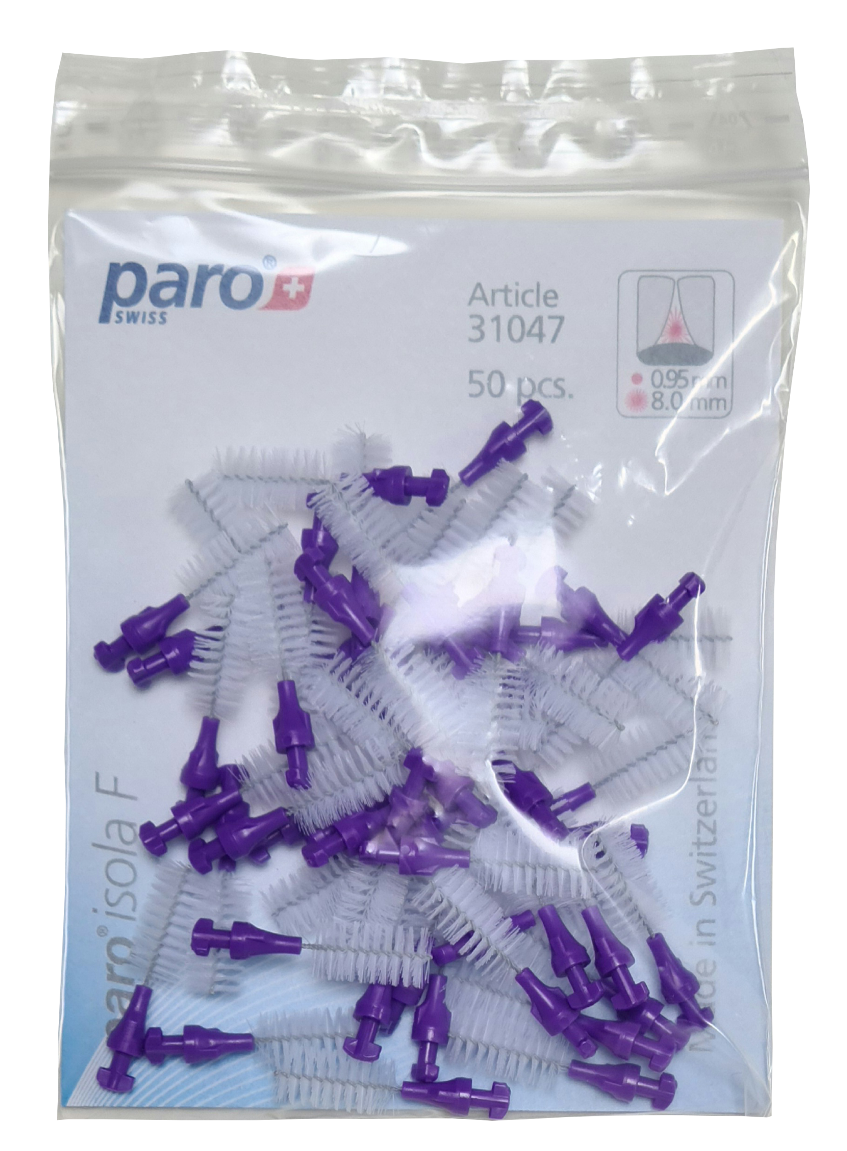 Interdentalbürste | paro® isola f | zum Eindrehen | groß | violett | ø 8 mm | 50 Stück