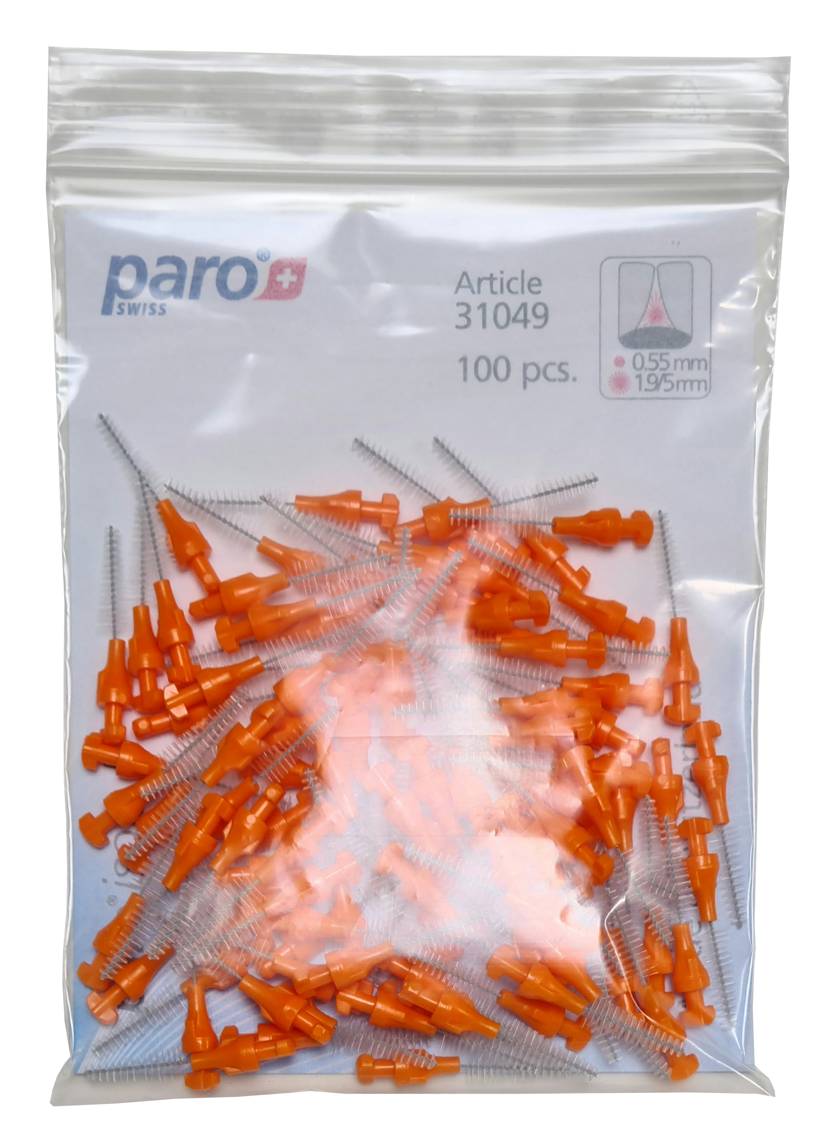 Interdentalbürste | paro® isola f | zum Eindrehen | x-fein | orange | ø 1.9/5 mm | konisch | 100 Stück