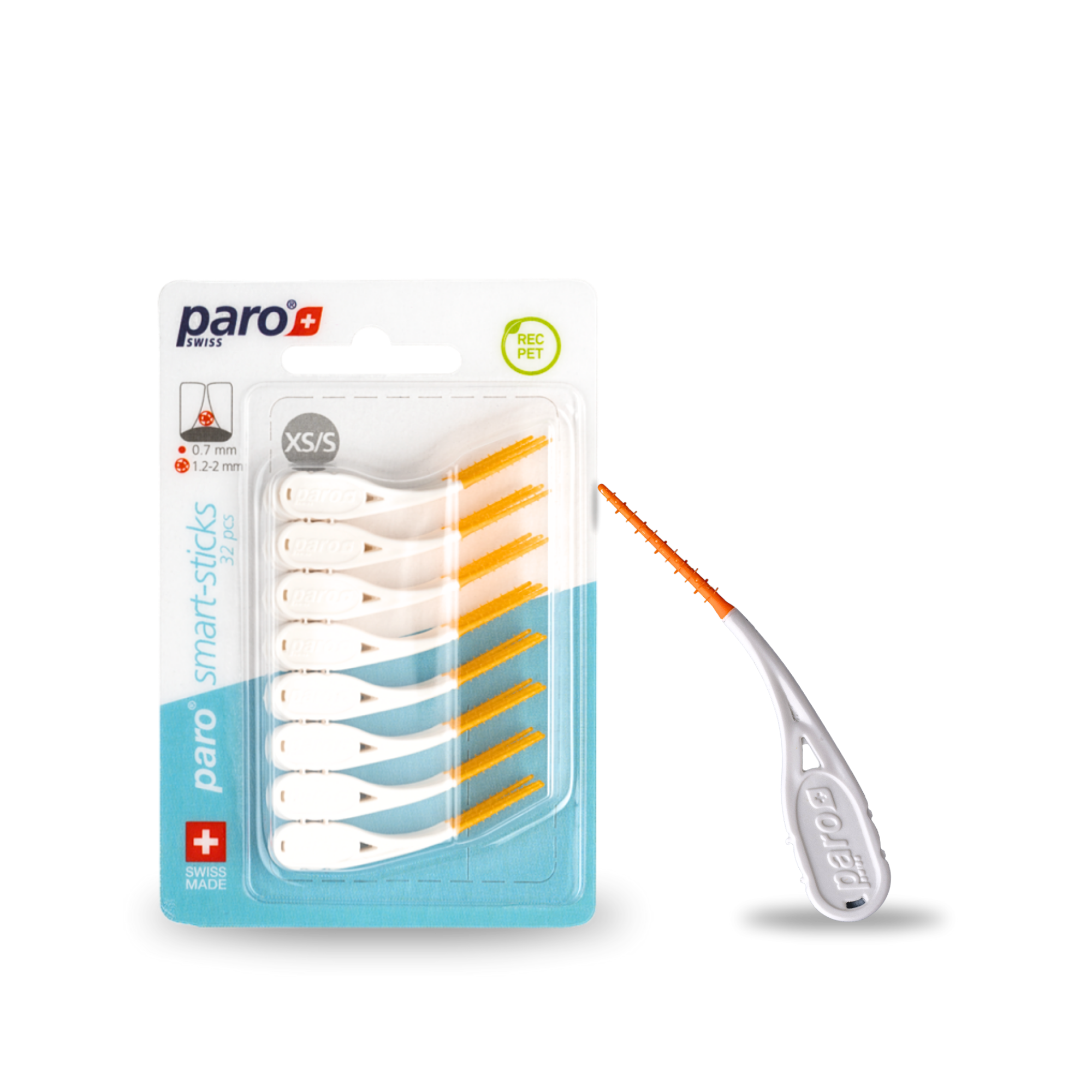 Dental Stick | paro® smart-stick | Metallfrei | XS/S | orange | ø 1.2/2 mm | 32 Stück