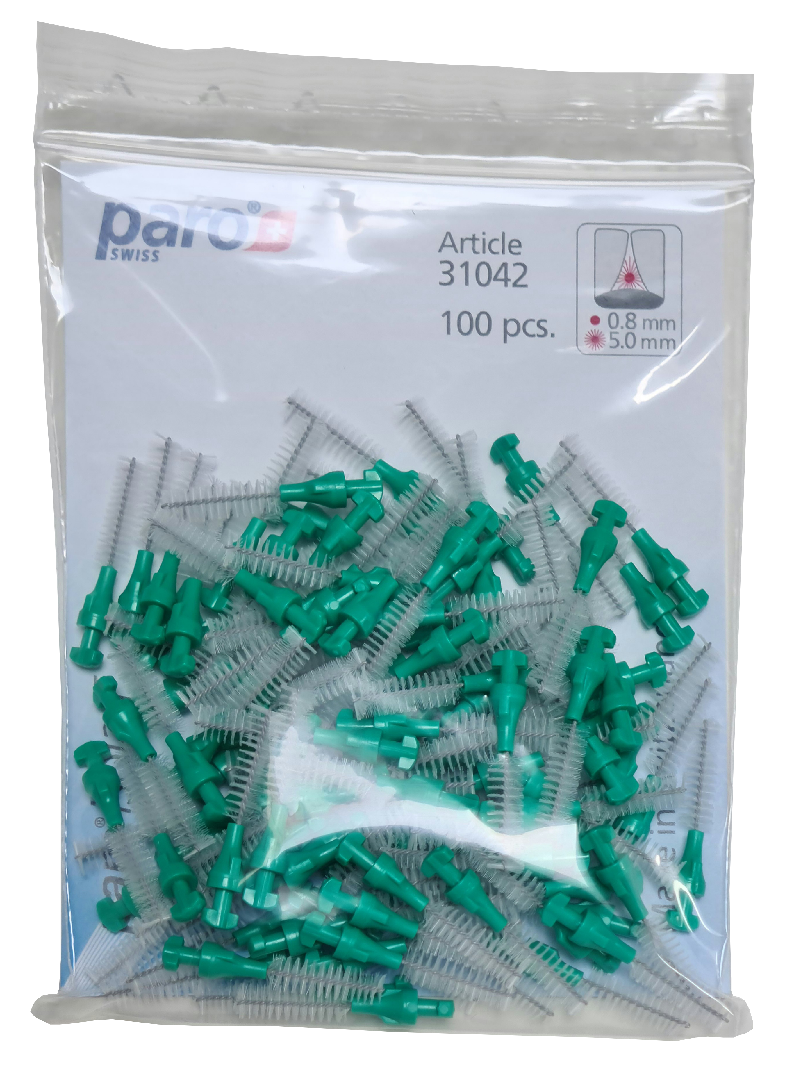 Interdentalbürste | paro® isola f | zum Eindrehen | medium | grün | ø 5 mm | 100 Stück